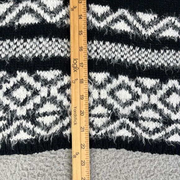 Abercrombie & Fitch Cardigan Sweater Girls M 12 Black White Fair Isle Open Front - Picture 9 of 11